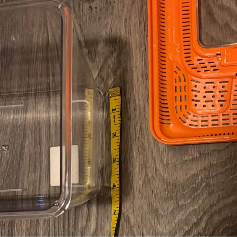 Clear Plastic Critter Carrier with Orange Ventilated Lid